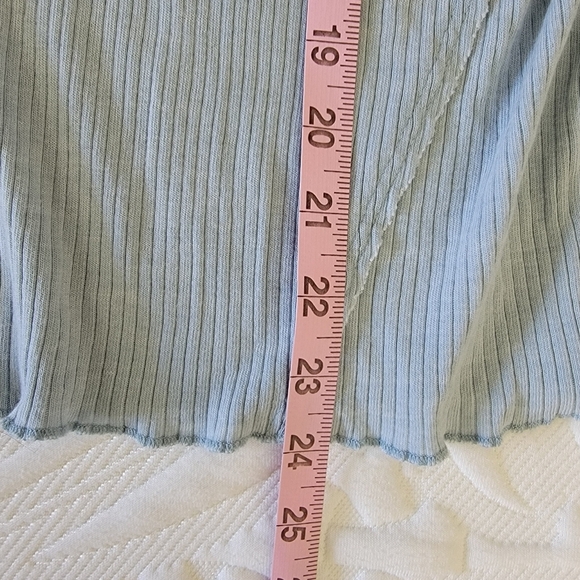 Free People We The Free Light Blue Long Sleeve Relaxed Fit Ribbed Knit Top S - Picture 10 of 10